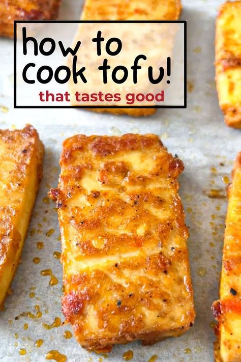 Learn everything about tofu in this tofu recipe guide for beginners. How to select tofu, how to season tofu, and how to cook tofu (many ways) so it tastes good and has epic texture! #veganmeatalternative #howtocooktofu How To Use Tofu In Recipes, How To Prep Tofu, Easy Ways To Cook Tofu, Best Way To Cook Tofu, How To Cook Extra Firm Tofu, How To Make Tofu Taste Like Chicken, How To Use Tofu, How To Cook Firm Tofu, Soy Tofu Recipes