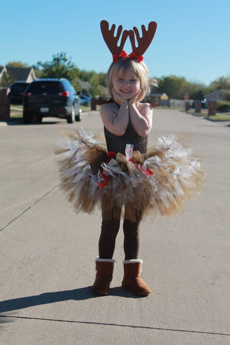 Rudolph Costume, Diy Christmas Costumes, Christmas Tutu Dress, Holiday Party Inspiration, Christmas Contests, Reindeer Costume, Xmas Costumes, Deer Costume, Diy Ugly Christmas Sweater