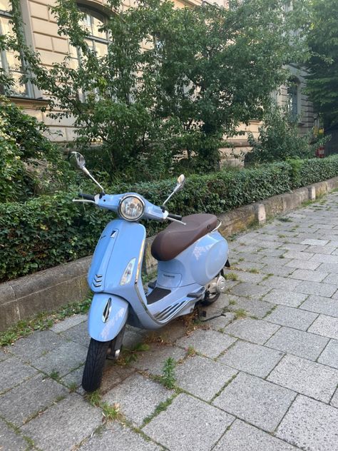 Blue Vespa Aesthetic, Vespa Blue, Vespa Aesthetic, Night Aesthetic City, Blue Vespa, Streets Aesthetic, European Streets, Germany Aesthetic, Blueberry Girl