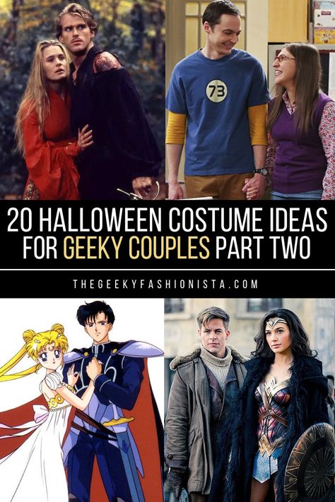 Geeky Halloween Costumes For Couples, Marvel Comics Couples, Couples Nerd Costumes, Geek Costume Ideas, Famous Fictional Couples, Couple Halloween Costumes From Tv Shows, Scifi Couples Costumes, Star Trek Couples Costumes, Howls Moving Castle Couple Costume