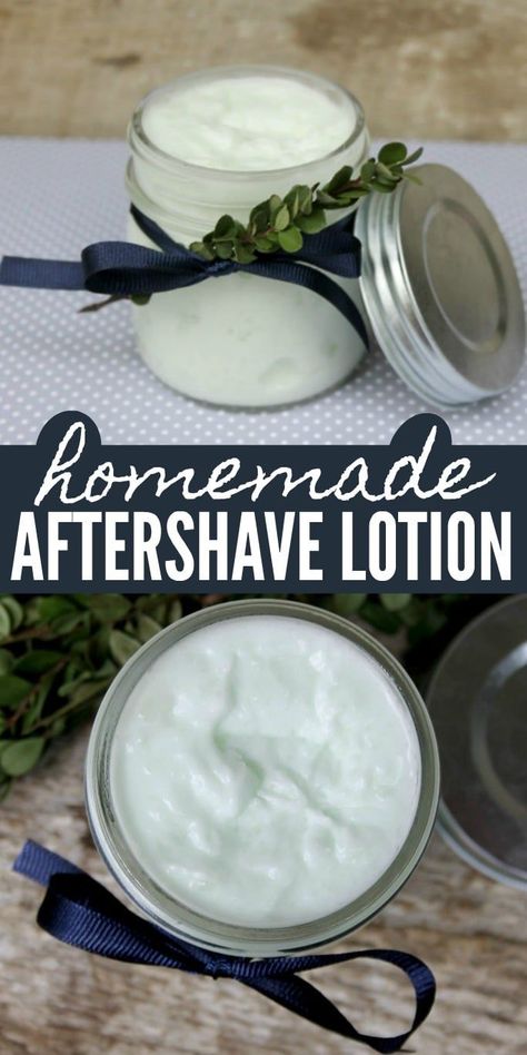 Homemade Aftershave Lotion Tutorial and Recipe #homemade #diy #diygiftsformen Diy Body Scrub For Men, Homemade Shave Cream, Diy After Shave Oil, Aftershave Diy Mens, Diy Aftershave For Men, Diy Aftershave, Homemade Aftershave, Natural Shave Cream, After Shave Balm Recipe For Men