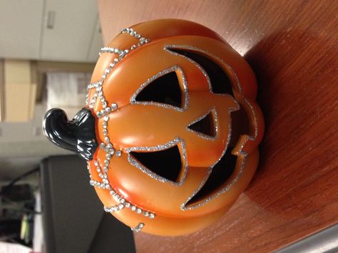 My bedazzled pumpkin! Bedazzled Pumpkins, Creative Pumpkin Painting, Elegant Pumpkins, Pumpkin Designs, Halloween Pumpkin Designs, Pumpkin Carvings, Creative Pumpkins, Pumpkin Painting, Pumpkin Decor