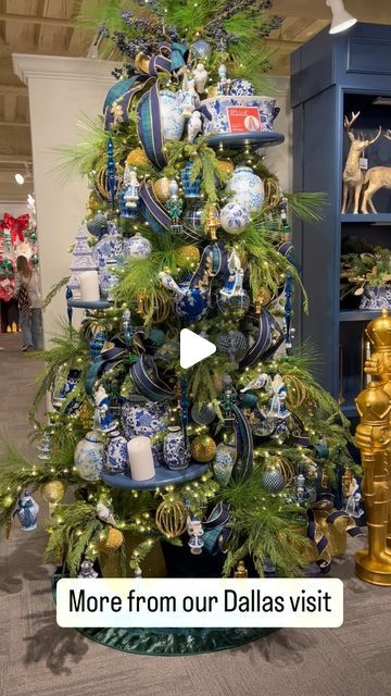 Seasonscapes on Instagram: "We saw several trees that had oriental touches when we were at market. This one from Raz was so unique we just had to share. #christmas2024 #easterninfluence #trending #blue #white #gold #naturalbranches #christmasinspiration" Raz Christmas 2024, 2024 Christmas Tree Trends, Christmas Easy, Natural Branches, Tree Inspiration, Christmas Tree Inspiration, January 21, Twinkle Lights, Tree Designs