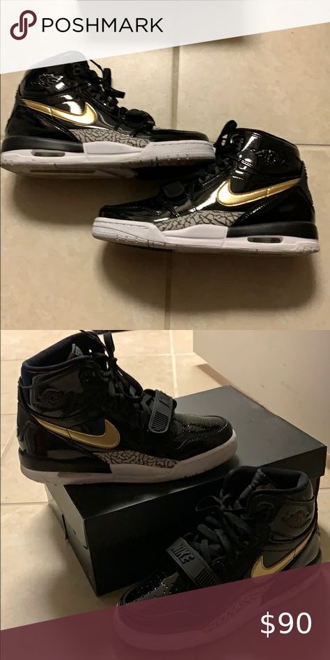 Black and gold Air Jordan legacy Perfect condition! (Price negotiable) Jordan Shoes Sneakers Jordan Legacy 312, Jordan Black, Womens Jordans, Puma Platform Sneakers, Nike Jordan, Jordan Shoes, Black And Gold, Puma Sneaker, Womens Shoes Sneakers