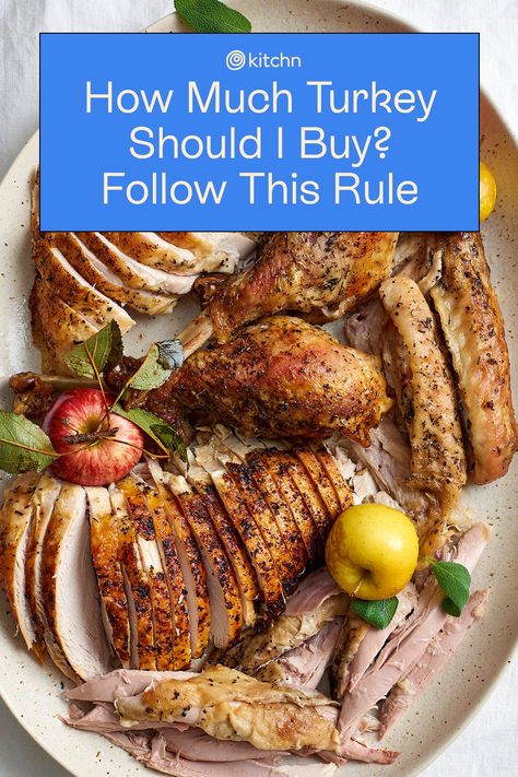 How much turkey should you buy? How much will be enough? Here’s a simple rule for how to buy the right amount of turkey for your guests. 20 Lb Turkey, How Much Turkey, Carve A Turkey, Preparing A Turkey, Carving A Turkey, How To Make Turkey, Perfect Turkey, Christmas Turkey, Thanksgiving Cooking