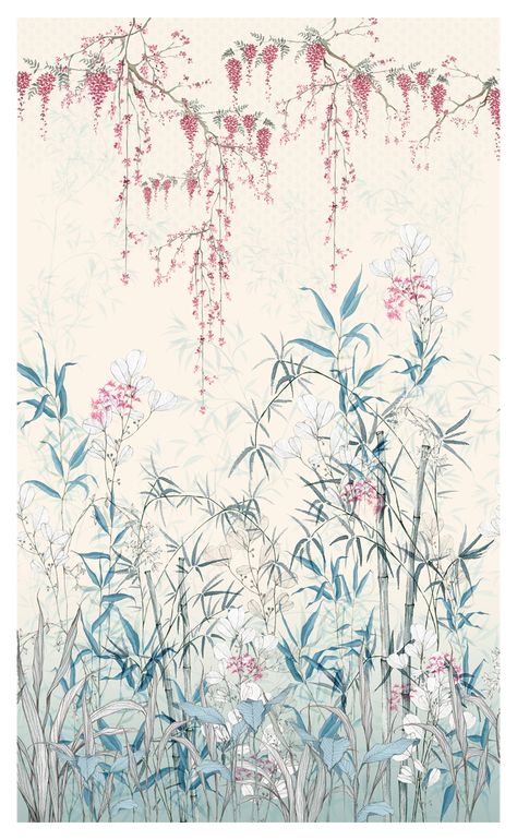 Japanese Prints Pattern, Japanese Jewellery, Asian Prints, Chinese Plants, Chinese Style Design, Easy Flower Drawings, Chinese Prints, Bamboo Print, Asian Flowers