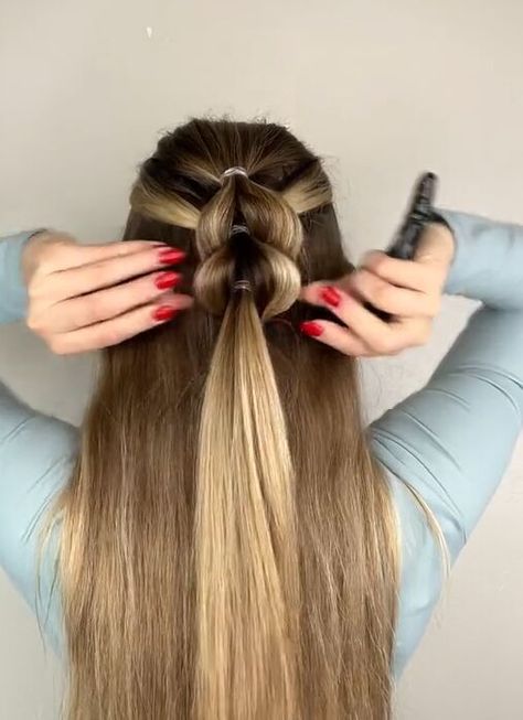 How To Pull Through Braid Tutorials, Simple Hairstyles Pulled Back, Easy Pullback Hairstyles Simple, Braid Pull Through, Easy Hairstyles For Long Hair Pulled Back, Hairstyles For Long Hair Pulled Back, Jumbo Pull Through Braid Tutorial, Pull Through Braid Ponytail Tutorial, Easy Pull Through Braid Hair Tutorials