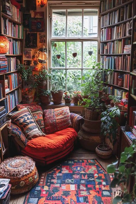 Small Library Room Ideas, Cozy Home Library Ideas, Small Home Library Ideas, Cozy Reading Room, Small Home Library, Home Library Ideas, Library Corner, Nook Design, Cozy Home Library