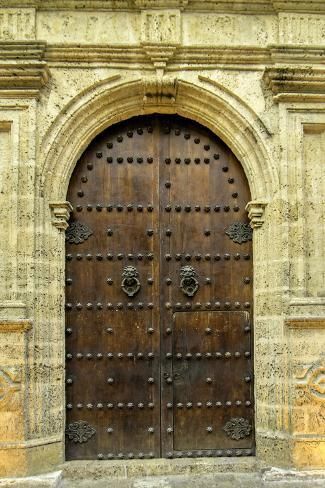 size: 24x16in Photographic Print: Charming Spanish Colonial Architecture, Old City, Cartagena, Colombia by Jerry Ginsberg : Cedar Garage Door, Spanish Colonial Architecture, Medieval Door, Castle Doors, European Doors, Tuscan Design, Casas Coloniales, Cool Doors, Colonial Architecture