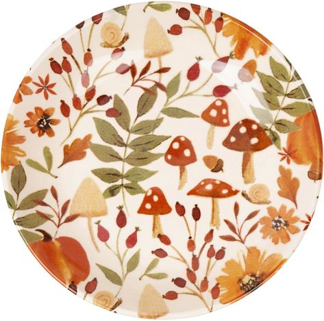 9.5 Inch Mushroom Forest Design Pasta Bowl Set of 6 Made in Portugal Serving Bowl Painting Ideas, Mushroom Pottery Painting Ideas, Mushroom Ceramic Painting, Pottery Painting Ideas Mushroom, Autumn Pottery Painting Ideas, Pasta Bowl Painting Ideas, Pottery Painting Autumn, Autumnal Pottery Painting, Fall Pottery Painting Ideas