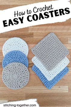 Learn how to crochet a coaster with this step by step guide. The tutorial will walk you through the free crochet patterns for two different types of coasters, round and square. Grab your hook and let's get started! Crochet Coaster Patterns, Knit Coaster, Bus Crafts, Coasters Free Pattern, Crocheted Coasters, Crochet Project Free, Coaster Patterns, Beginning Crochet, Crochet Beginners