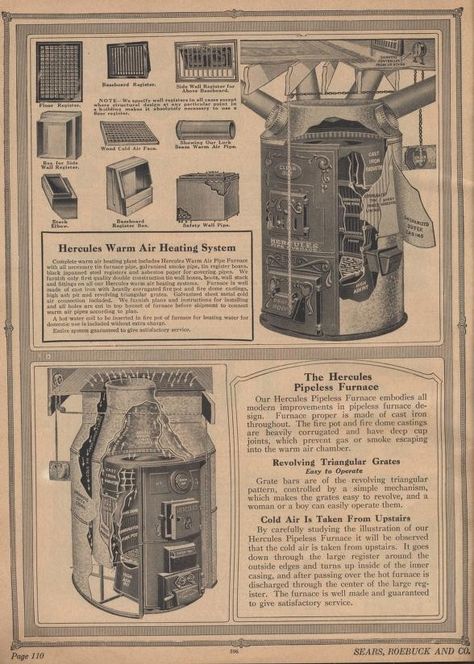 Sears Honor Bilt -1925 - hot air furnace  archive.org Sears Homes, Belgian House, 1920 House, 1920 Home, Fire Pots, 1920s House, Vintage Appliances, Hydro Electric, Patent Art