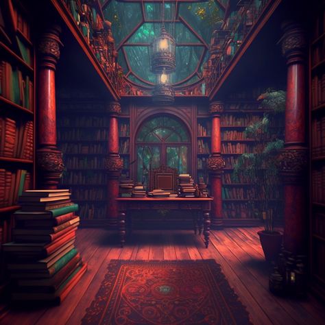 Medieval Castle Interior Concept Art, Dnd Office Art, Fantasy Office Concept Art, Fantasy Office Art, Fantasy Study Room, Medieval Office, Wizard Study, Fantasy University, Wizard Library