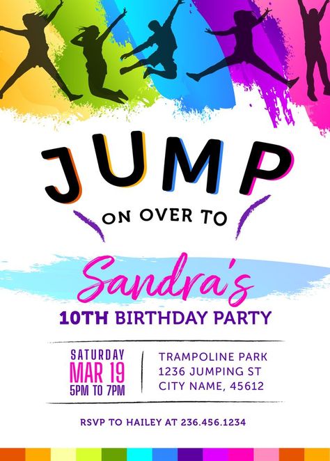 Trampoline Park Party Invitations, Jumping Birthday Party Ideas, Free Printable Trampoline Party Invites, Trampoline Birthday Party Ideas, Trampoline Park Party, Trampoline Party Invitations, Trampoline Birthday Invitations, Jump Party Invitations, Trampoline Birthday Party