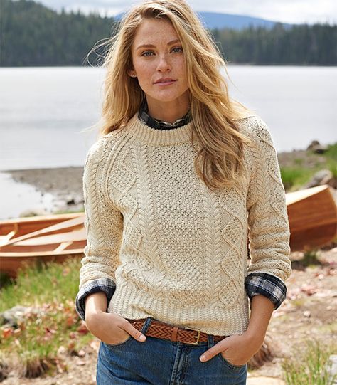 Pijamas Women, Fisherman Sweater, Mode Casual, 가을 패션, Fashion Mode, Mode Inspiration, Preppy Outfits, Ll Bean, Fall Winter Outfits