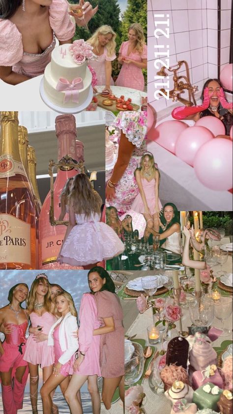 Glam Birthday Aesthetic, Pink And White Party Aesthetic, Pink Party Astetic, Pink Girly Bachelorette Party, Cute Dress Picture Ideas, Pretty Pink Birthday Party, Pink Birthday Dress Aesthetic, Light Pink Party Aesthetic, Girly Bday Party Ideas