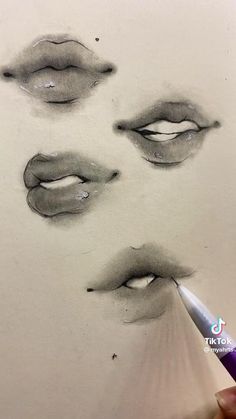 Lip Drawings Step By Step, Lip Tut Drawing, Lips Drawing Tutorial, الفن الرقمي, Lip Drawing, Lip Tutorial, Drawing Guide, Art Tools Drawing, Sketches Tutorial