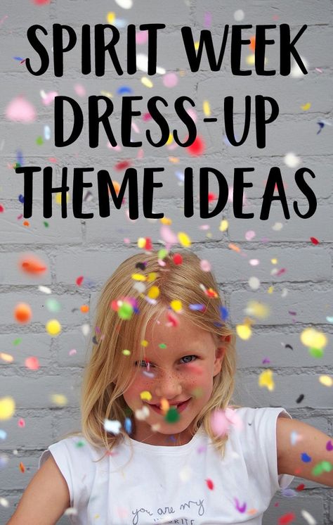 Unique spirit week ideas for elementary school, middle school, and high school. Or use these dress up day ideas for theme days at work. #spiritweek #themedays Dress Up Day Ideas, Spirit Week Themes, Spirit Day Ideas, Dress Up Days, Homecoming Spirit Week, School Spirit Week, Homecoming Themes, School Spirit Days, Book Character Day