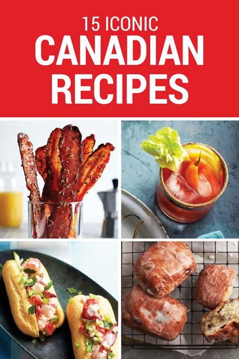 Doughnuts, Caesars, lobster rolls, and of course, BACON! We've rounded up the most iconic Canadian foods into a perfect Canada Day recipe collection. #Canada150 Canadian Appetizer Recipes, Canada Party Ideas, Traditional Canadian Food, Canada Day Food Desserts, Canadian Party Food, Canada Food Recipes, Canada Day Appetizers Ideas, Canada Day Food Appetizers, Canada Day Party Food