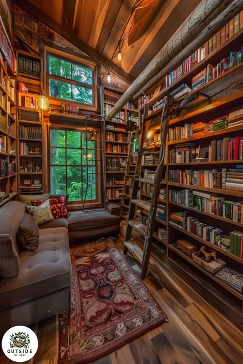 Library She Shed, Dreamy Bookshelves, She Shed Library, Shed Library, Reading Shed, Outbuilding Ideas, At Home Library, In Home Library, She Shed Ideas