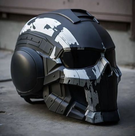 Cool Helmets Motorcycles, Cool Bike Helmets Motorcycles, Unique Helmet Design, Cool Biker Helmets, Cool Motorcycle Helmets Design, Cyberpunk Helmet Concept Art, Cool Helmet Design, Helmet Design Ideas, Batman Motorcycle Helmet