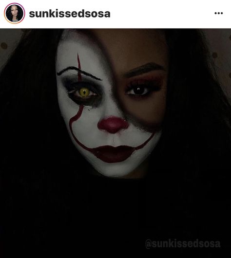 Halloween Costumes Women Makeup, Scary Halloween Clown Makeup, Cute Clown Makeup Ideas, Simple Scary Makeup, Clown Makeup Simple Cute, Halloween Scary Face Paint, Half Clown Makeup, Clown Makeup Scary Easy, Halloween Face Makeup Scary