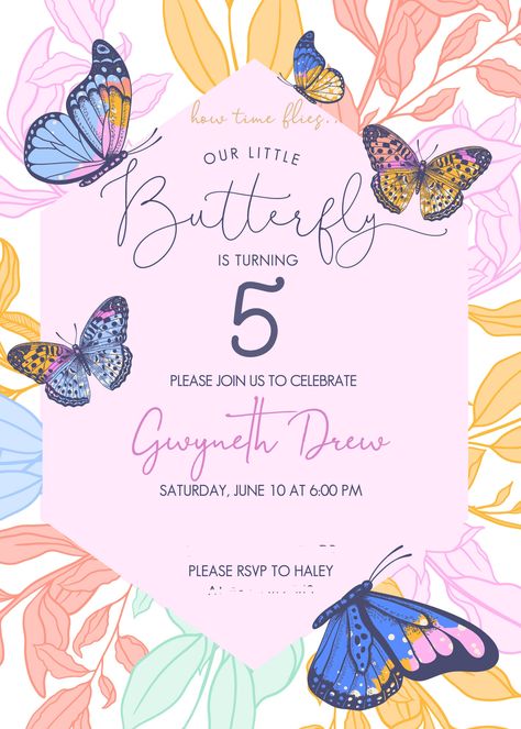 Butterfly Fifth Birthday, Girl Birthday Themes 5th, Birthday Theme For 5 Year Girl, Girls Fifth Birthday Party Ideas, Five Birthday Party Ideas Girl, 5 Yr Birthday Party Ideas Girl, 5th Girl Birthday Party Themes, 5th Birthday Themes Girl, Girls 5th Birthday Themes