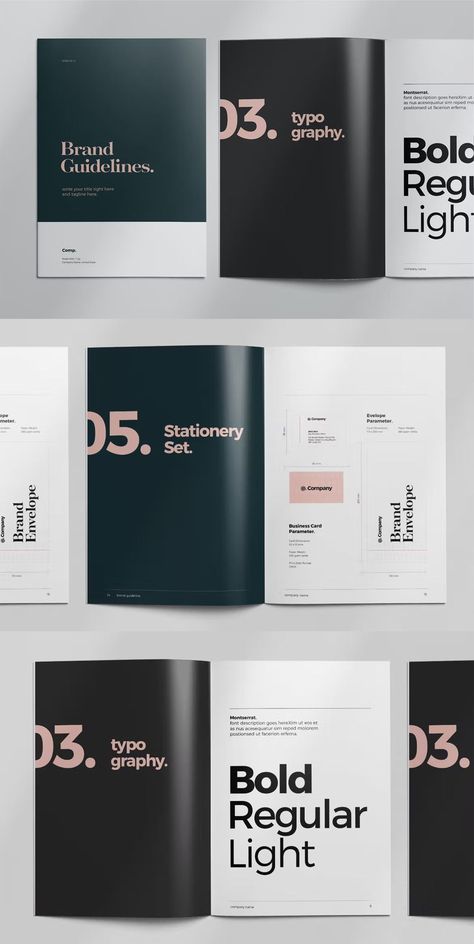 Brand Style Guide Layout InDesign. Both US letter and A4 templates included. Brand Guidelines Book, Brand Guidelines Design, Style Guide Template, Indesign Layout, Guideline Template, Company Business Cards, Brand Guidelines Template, Style Guide Design, Manual Design