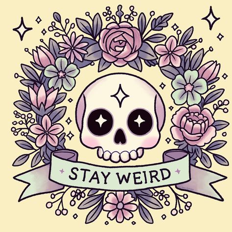 A little spooky, a little sweet – this skull with a pastel floral wreath and ribbon is all about embracing your unique vibe! 🌸💀✨ Which phrase would you add to the ribbon? #StayWeird #PastelGoth #CuteAndCreepy #FloralSkull #TheChaosConjurer Skull Wreath, Kawaii Goth, Get It Girl, Goth Art, Stay Weird, Floral Skull, Pastel Floral, Heart Art, Pastel Goth