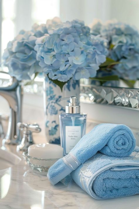 13 Stunning Blue Bathroom Ideas For A Refreshing Look – DreamyHomeStyle Light Blue Vanity Bathroom, Blue Cottage Bathroom, Bathroom Ideas Girly, Light Blue Bathrooms, Blue And White Bathrooms, Blue Bathroom Ideas Decoration, Blue Farmhouse Bathroom, Blue And White Bathroom Ideas, Light Blue Bathroom Decor