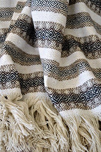 Mexican Blanket Handwoven MEDIUMWEIGHT 80 X 50 in "Herrin... Neutral Bohemian, Brown Throw Blanket, Bohemian Blanket, Handwoven Throw, Yoga Blanket, Mexican Blanket, Bohemian Handmade, Nursery Blanket, Bed Throws