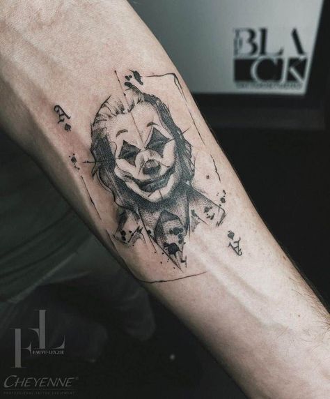 Joker Tatoos Heath Ledger, Joker Inspired Tattoo, Simple Joker Tattoo, Heath Ledger Joker Tattoo, Black And Grey Tattoo Design, Joker Face Tattoo, Joker Card Tattoo, Tattoo Homme, Leg Sleeve Tattoos