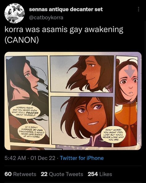 [Comic was from Patterns in Time] I just know that at one point Asami wondered why she did a lot to be on Korra's good side (like inviting her to her mansion, the race track) despite Korra's initial animosity towards her. Why she stuck around and spent more time with the Avatar even after that whole thing with Mako. And then came that italicized 'oh.'" Kora And Asami Spicy, Legend Of Korra Mako, Kora And Asami, Korra X Asami, Korra Mako, Korra Comic, Canon Ship, The Avatar, Lgbt Rights