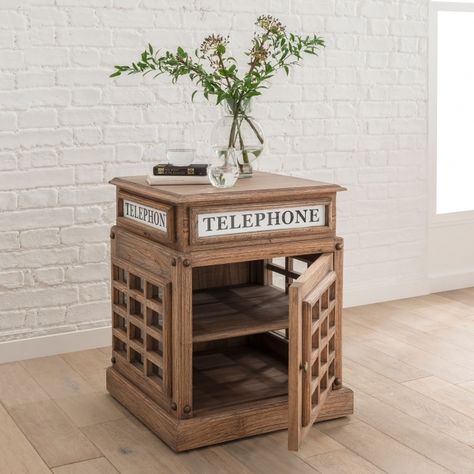 Natural Telephone Box Side Table | Side Tables | Homes Direct 365 Box Side Table, Telephone Box, Dos And Don'ts, Contemporary Modern Furniture, Wooden Side Table, Decorating Shelves, Table Side, Home Decorating Ideas, Home Room Design