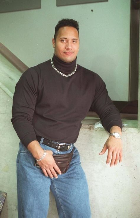 The Rock Turtleneck, Fanny Pack Outfit, Dad Costume, Rock Costume, Rock Meme, The 80s Fashion, Caps Lock, Dwayne The Rock Johnson, The Rock Johnson