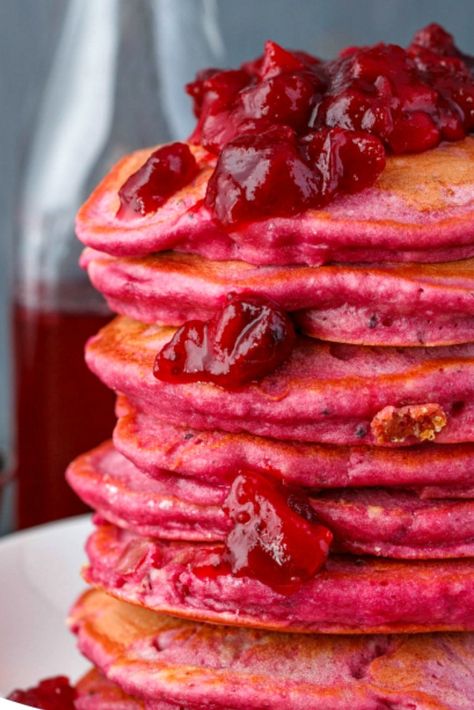 Recipes With Jellied Cranberry Sauce, Leftover Cranberry Sauce Bread, Cranberry Sauce Leftovers What To Do, Leftover Jellied Cranberry Sauce Recipes, Cranberry Syrup For Pancakes, Cranberry Pancakes, Cranberry Jelly, Leftover Cranberry Sauce, Pancakes From Scratch