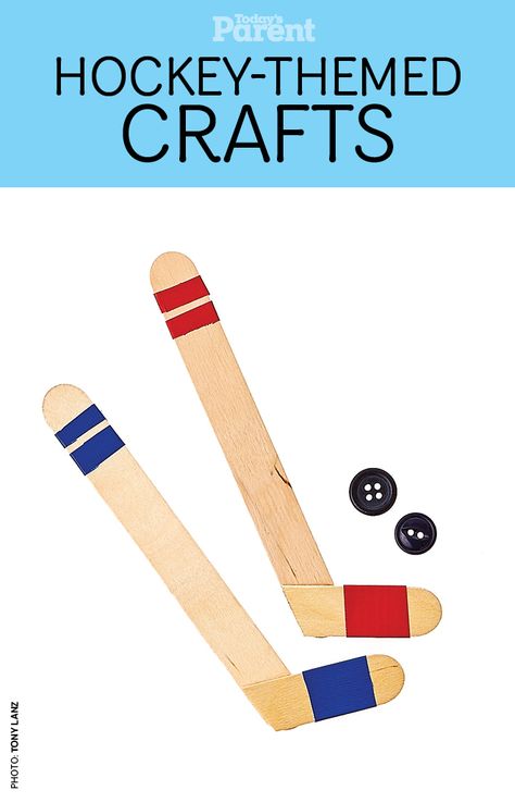 Have a hockey lover in your house? Get them to make these DIY hockey sticks! Hockey Crafts, Olympic Crafts, Hockey Birthday, Sport Craft, Hockey Sticks, Popsicle Stick Crafts, Winter Camping, Camping Crafts, Hockey Stick