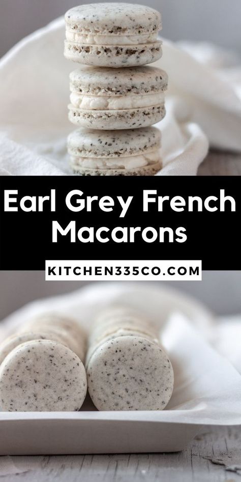 Earl Grey Macaron, Grey Macarons, Best Macaron Recipe, Macaron Tutorial, Macaroons Flavors, Christmas Cookies Chocolate, Honey Buttercream, Best Macarons, French Macaroon Recipes