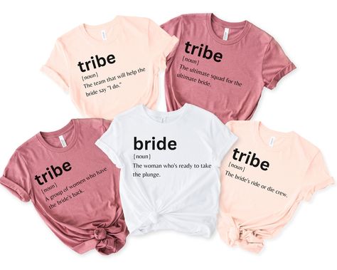 Celebrate your upcoming wedding with these matching "Bachelorette Party" t-shirts! These soft and comfortable t-shirts are perfect for engagement photo shoots, bridal showers, bachelorette parties, and rehearsal dinners. They also make a great anniversary gift to remind you of your special day. Our t-shirts are made with high-quality, lightweight material that is breathable and perfect for any season. The classic design features black lettering on a white background, making them easy to match wi Bridal Shower T Shirt Ideas, Bridal Shirts Ideas, Bachelorette T Shirt Ideas, Bachelorette Shirt Ideas, Bachelorette Party Tshirt, Wedding Tshirts, Bachelorette Party Tshirts, Team Bride Shirts, Party T Shirts