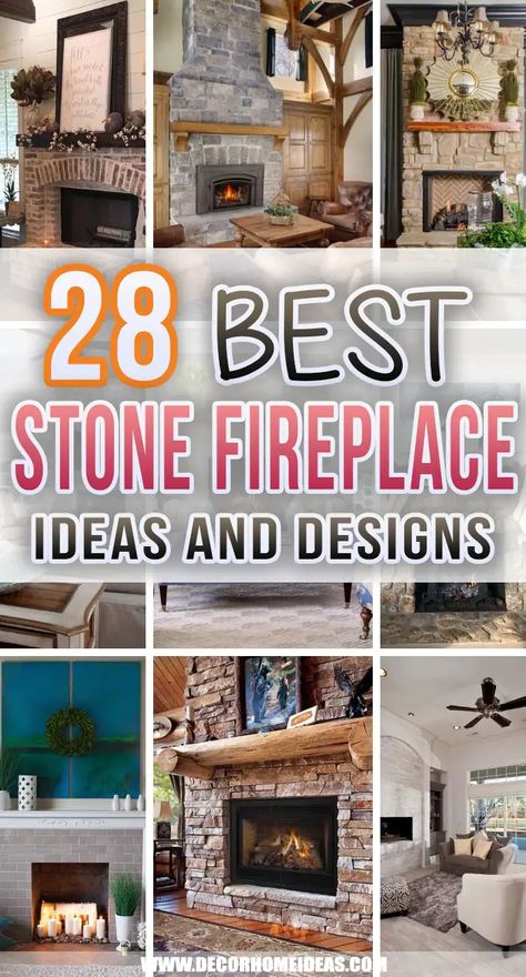 Den Fireplace Ideas, Fireplace Stone Ideas Farmhouse, Styling Stone Fireplace, Country House Fireplace Ideas, Fireplace Surrounds Stone, Modern Farmhouse Fireplace Ideas Stone, Natural Stone Feature Wall Living Room, Latest Fireplace Trends, Paint Colors That Go With Stone Fireplace