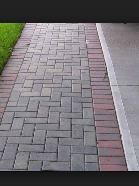 Paving Brick Ideas, Diy Paving Ideas, Brick Paving Patterns, Interlocking Bricks Design, Driveway Pavers Design, Walkway Design Ideas, Pavement Bricks, Diy Paving, Concrete Pavers Walkway