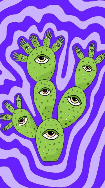 Trippy Eyes Drawing, Trippy Cactus, Trippy Eye, Cactus Drawing, Cactus Illustration, Cactus Stickers, Rug Ideas, Cactus Art, Someone Told Me