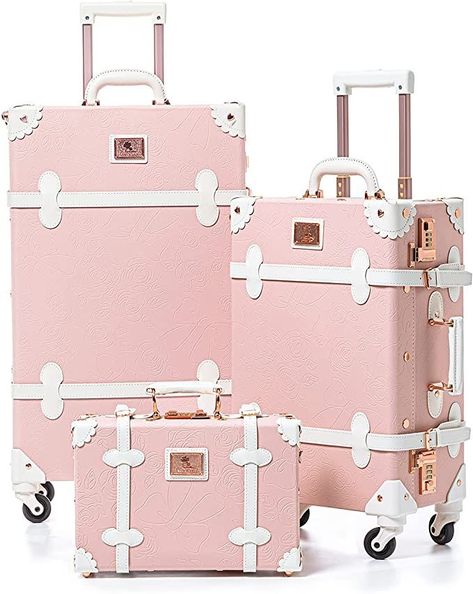 Pink Luggage Sets, Hard Case Luggage, Pink Luggage, Cute Suitcases, Cute Luggage, 3 Piece Luggage Set, Vintage Trunks, Best Luggage, Suitcase Set