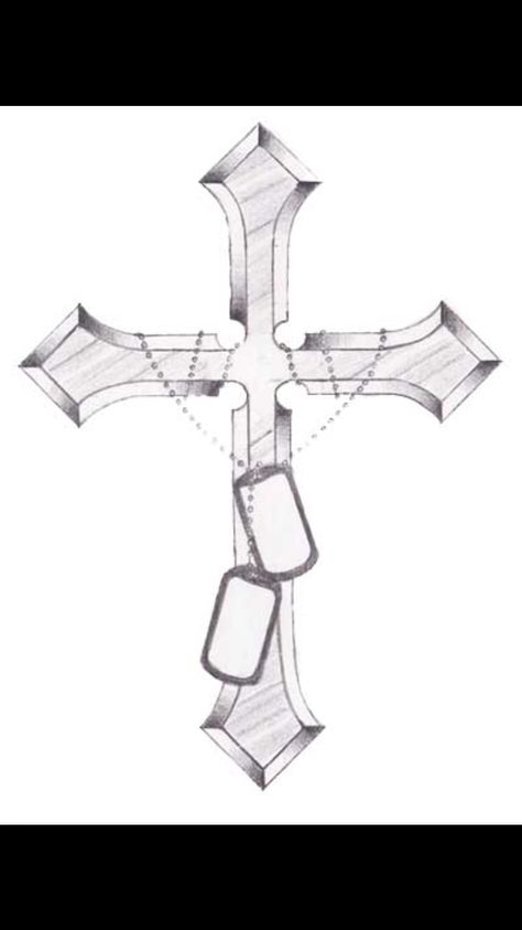 Tattoo Crosses, Cool Cross Tattoos, Dog Tags Tattoo, Cross With Wings Tattoo, Tattoo Half Sleeve, Chest Tattoo Drawings, Small Cross Tattoos, Wing Tattoo Men, Tags Drawing