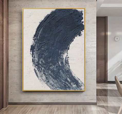 Blue And White Abstract Art, Art Starters, Blue Textured Wall, Modern Wall Art Painting, Entryway Contemporary, White Entryway, Office Painting, Abstract Oil Painting On Canvas, Wall Art Blue