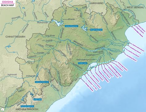 Beaches in odisha (map) 1 Odisha Map Hd, Odisha Map, Upsc Notes, India Map, World Geography, International Relations, Indian History, Question Paper, Sociology