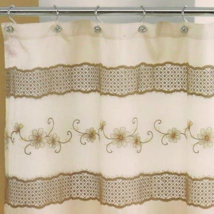 Sweet Home Collection Veronica Fabric Bathroom Shower Curtain | Hayneedle Gray And Beige Bathroom, Bathroom Shower Panels, Bathroom Curtain Set, Personalized Shower Curtain, Shower Curtain Sizes, Beige Bathroom, Cotton Shower Curtain, Bathroom Shower Curtain, Striped Shower Curtains