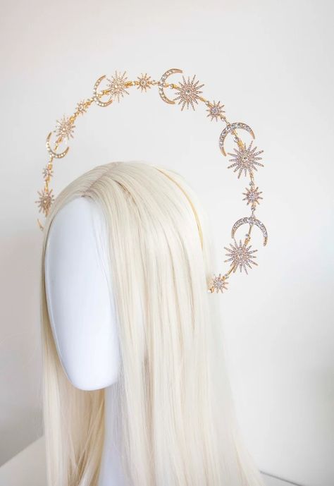 Celestial Headband, Headband Photoshoot, Moon Headband, Crown Goddess, Star Crown, Wedding Hair Wreath, Halo Crown, Hair Wreaths, Queen Crown