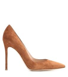 Gianvito Rossi - Suede pumps - mytheresa.com Brown Dress With Heels, Vintage Pumps Shoes, Dress With Heels, Dark Brown Dress, Tan Pumps, Elegant Pumps, Orange Heels, Rossi Shoes, Tan Shoes