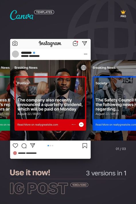✍️ Doing content marketing? Do you run a social media newspaper, magazine or blog? To save time and increase your posting frequency, you just need to use ready-made templates! 👌 CANVA PRO's easy-to-edit Instagram templates will handle your needs. Change colors, images and texts and get a professional looking post or story in minutes! These templates are available in 3 doctypes: • Instagram post & story • Facebook post. #canva #canvatemplate #canvadesign #instagrampost News Template Design Social Media, Instagram News Post Design, Q&a Social Media Post, Social Media News Post Design, News Social Media Post, News Social Media Design, Informative Instagram Post, News Instagram Post, Instagram News Feed